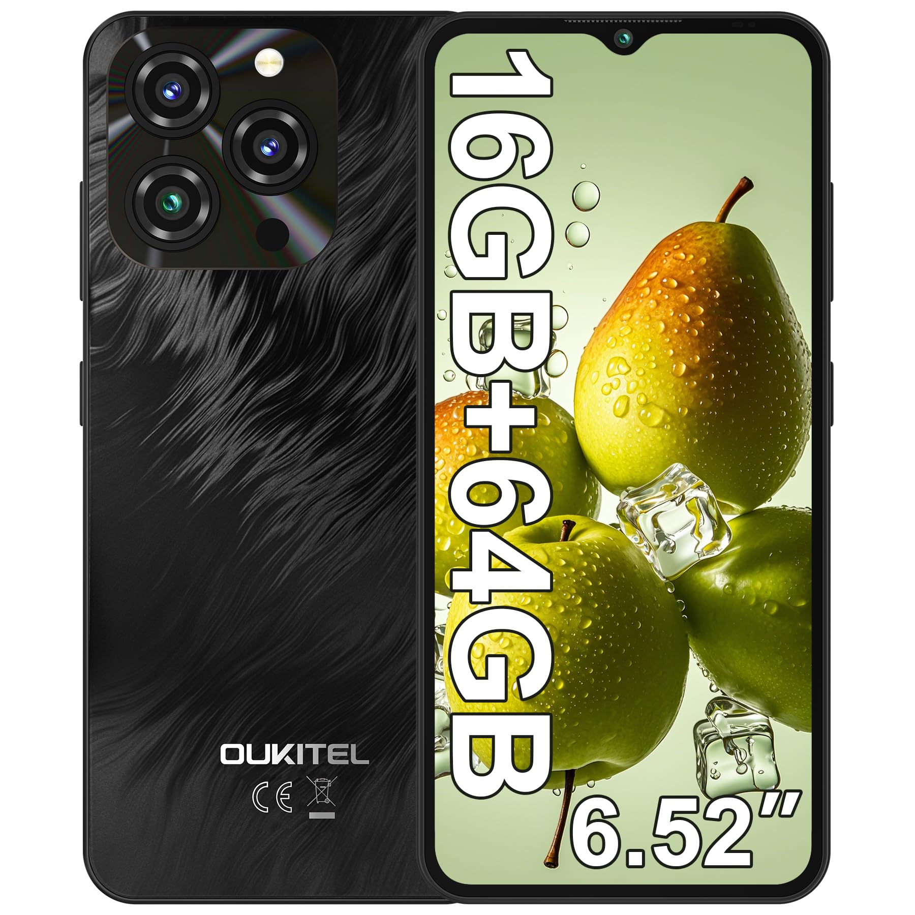 OUKITEL C3 Smartphone, 16GB+64GB/ 1TB Telefono Cellulare, 6.52" HD+ Cellulari e Smartphone, 5000mAh Cellulare Android, 13MP+5MP Telefoni Cellulari, Dual 4G SIM/Face ID/OTG/GPS/ 3.5mm Jack