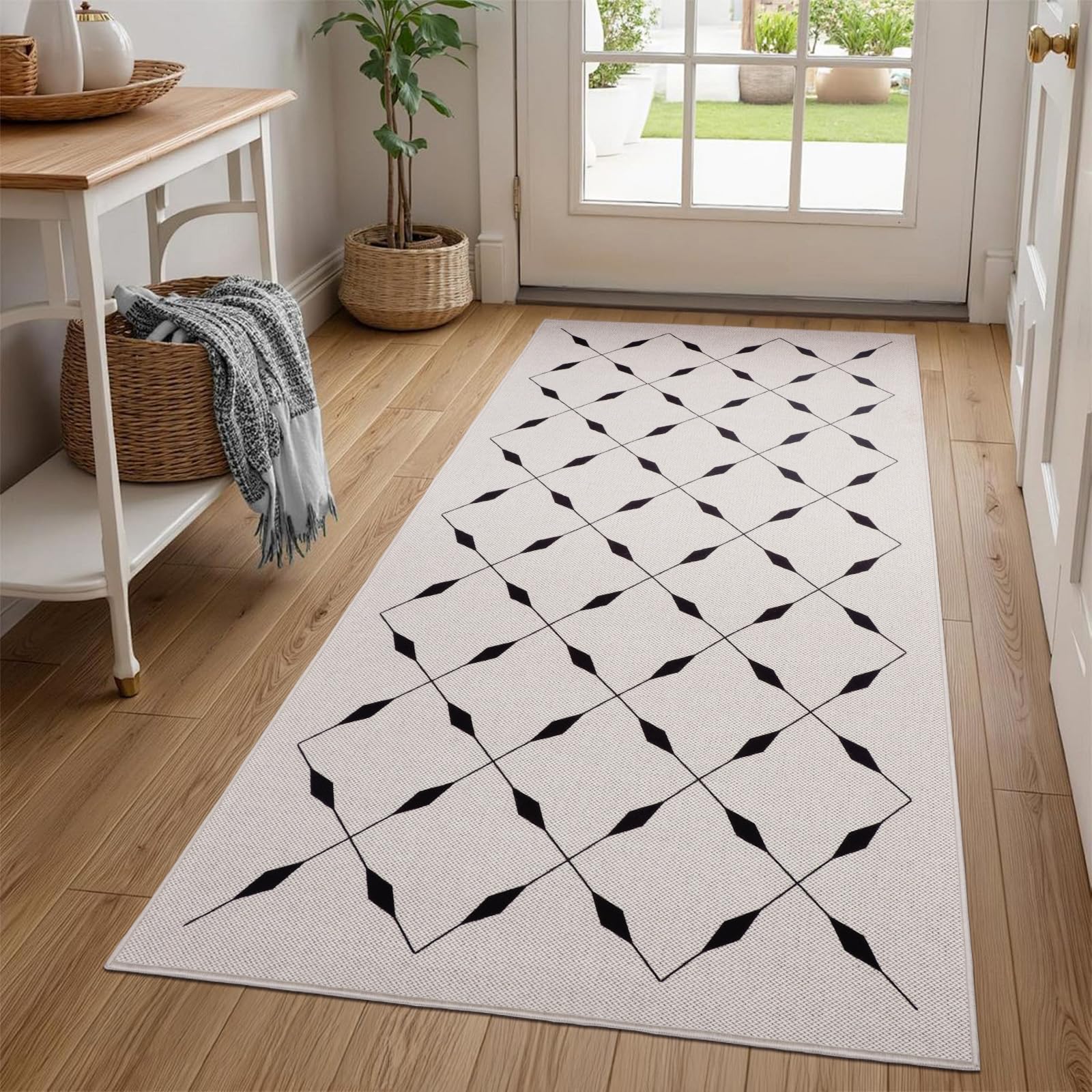 Alfombra de Pasillo, Lavable Alfombra Corredor Antideslizante de Tejido, Absorbente Alfombra de Cocina, Alfombra Entrada Interior, Alfombra Recibidor para el Salón Dormitorio(Diamante, 80x150cm)