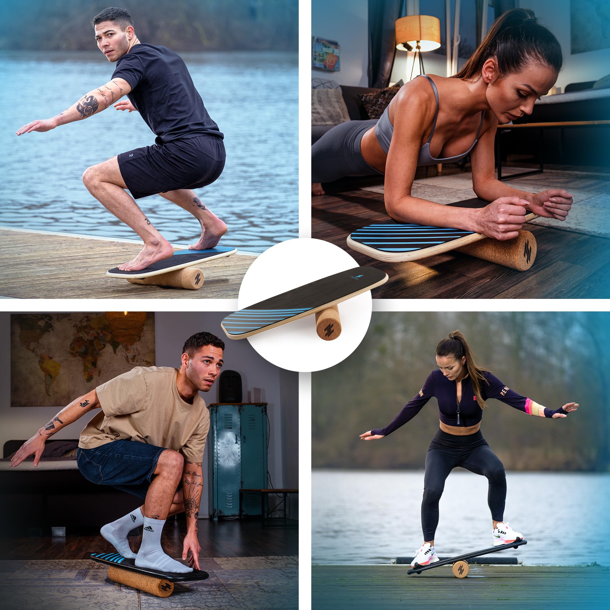 Balance Board Holz – Dessfit mit Korkrolle für Erwachsene & Kinder | Surfin Balance Board · Surf Balance Board · Gleichgewichtstrainer · Wackelbrett · Wackelbrett Physiotherapie