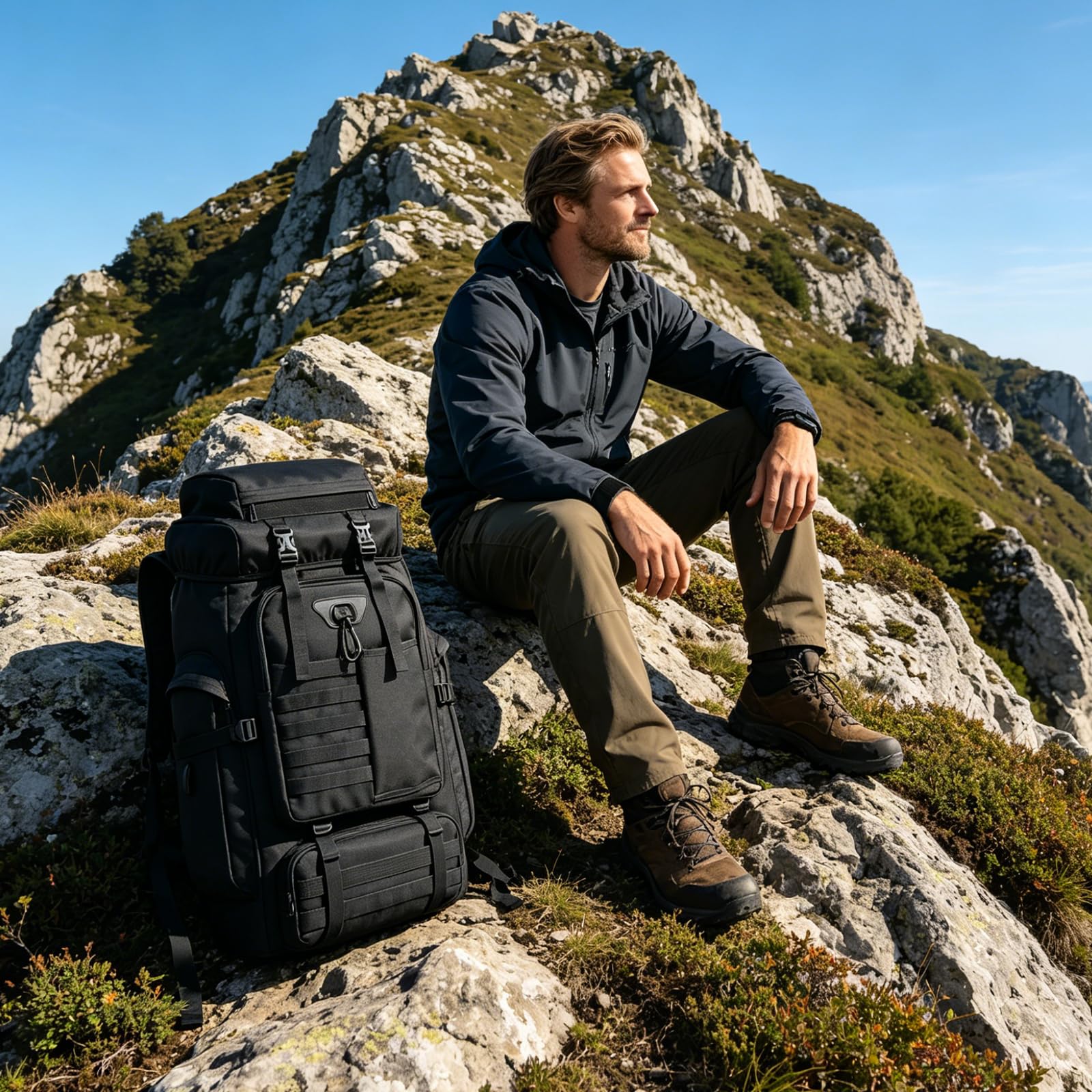 80l Camping Piesze Wycieczki Plecak, duży Survival polowanie plecak Mężczyzn, Wodoodporny Plecak Taktyczny Dla Mężczyzn Kobiety, lekki Molle Wojskowy Plecak Na Zewnątrz Podróży