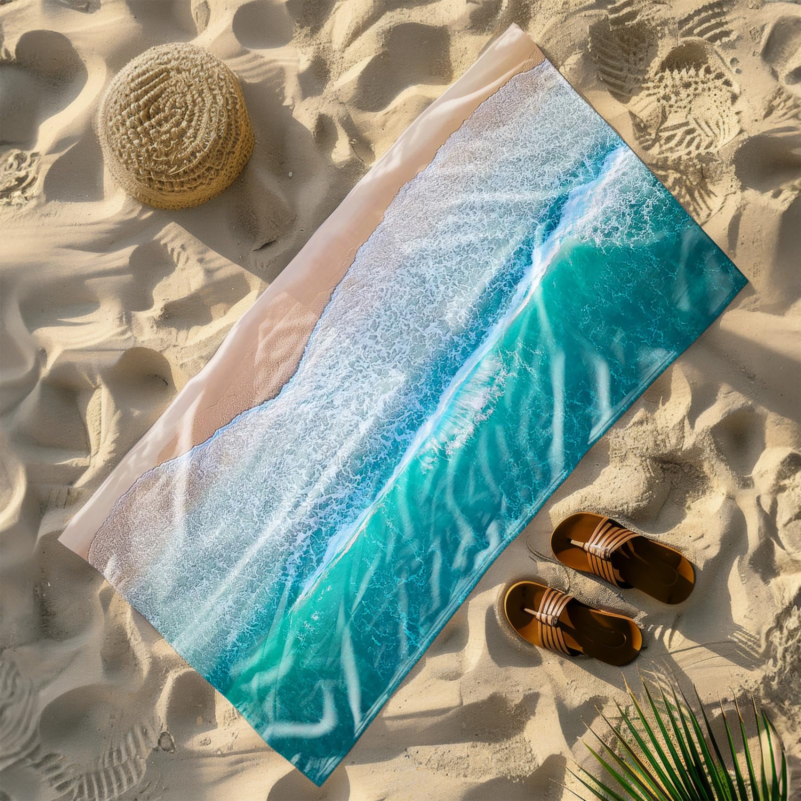 Genérico Toalla Playa Grande Mar Verde Microfibra Secado Rápido Oversize Toalla Sin Arena Súper Ligera Piscina Camping Picnic Yoga Gimnasio Y Deportes Viaje