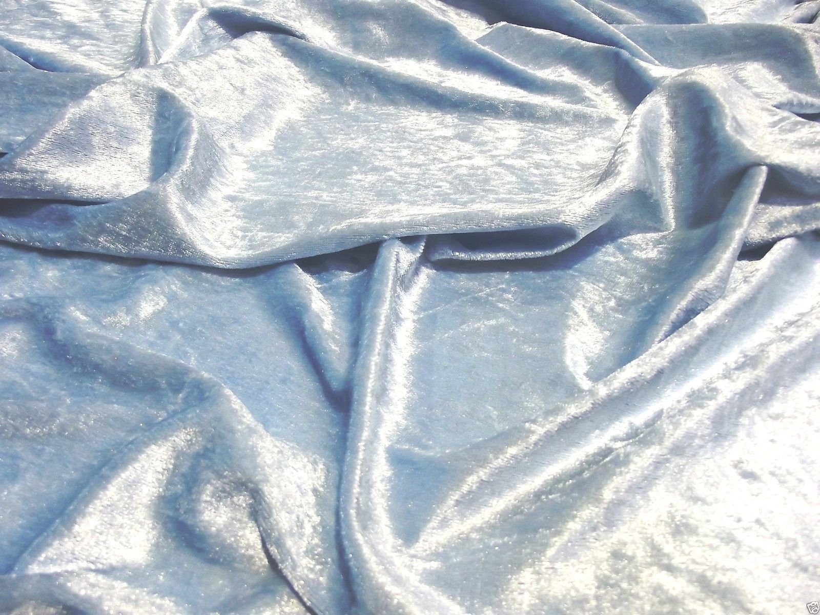Crs Fur Fabrics Blue Crushed Velvet Velour Fabric Material - Baby 1/2Mtr - 150Cmx50cm