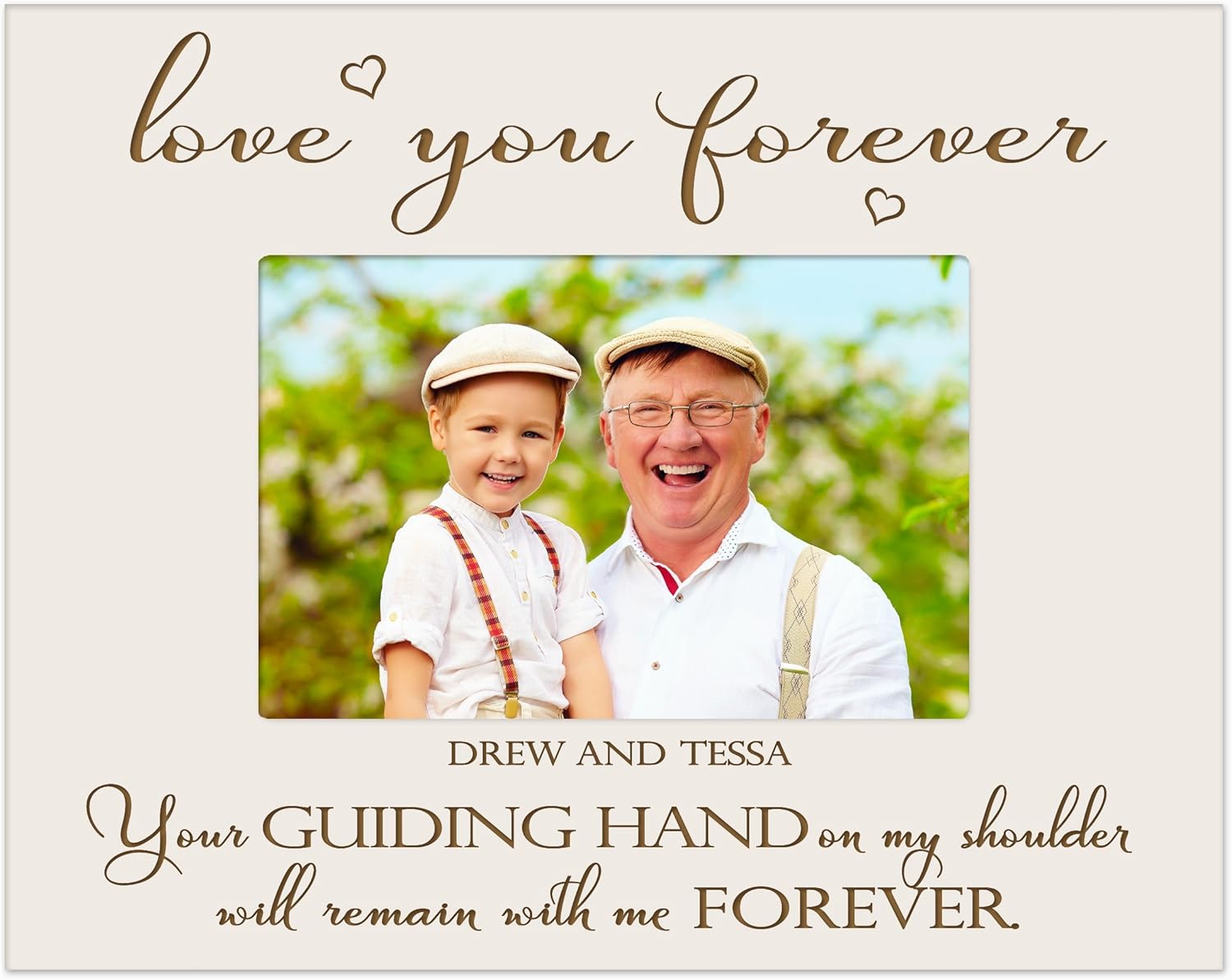 LifeSong Milestones Personalized Gifts for dad Engraved Birthday Gifts for dad Custom Picture Frame Your Guiding Hand on My Shoulder Will Remain with me Forever (5x7, Light Distressed Faux Barn Wood)