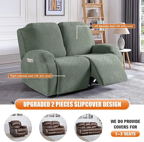 Vista 104 de VANSOFY Funda para silla reclinable, 3 piezas, fundas elásticas para silla reclinable, funda suave para silla reclinable, protector de muebles