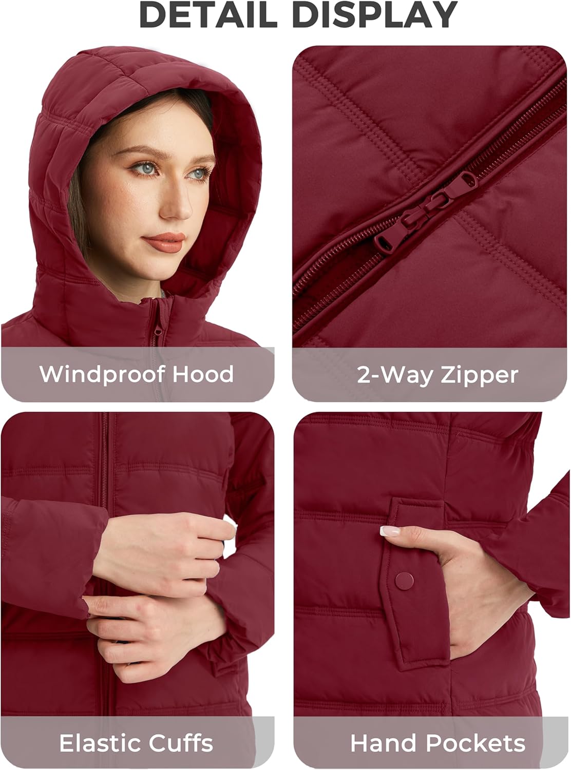 wantdo Women's Winter Puffer Coat Lightweight Warm Jacket with Hood - Image 7