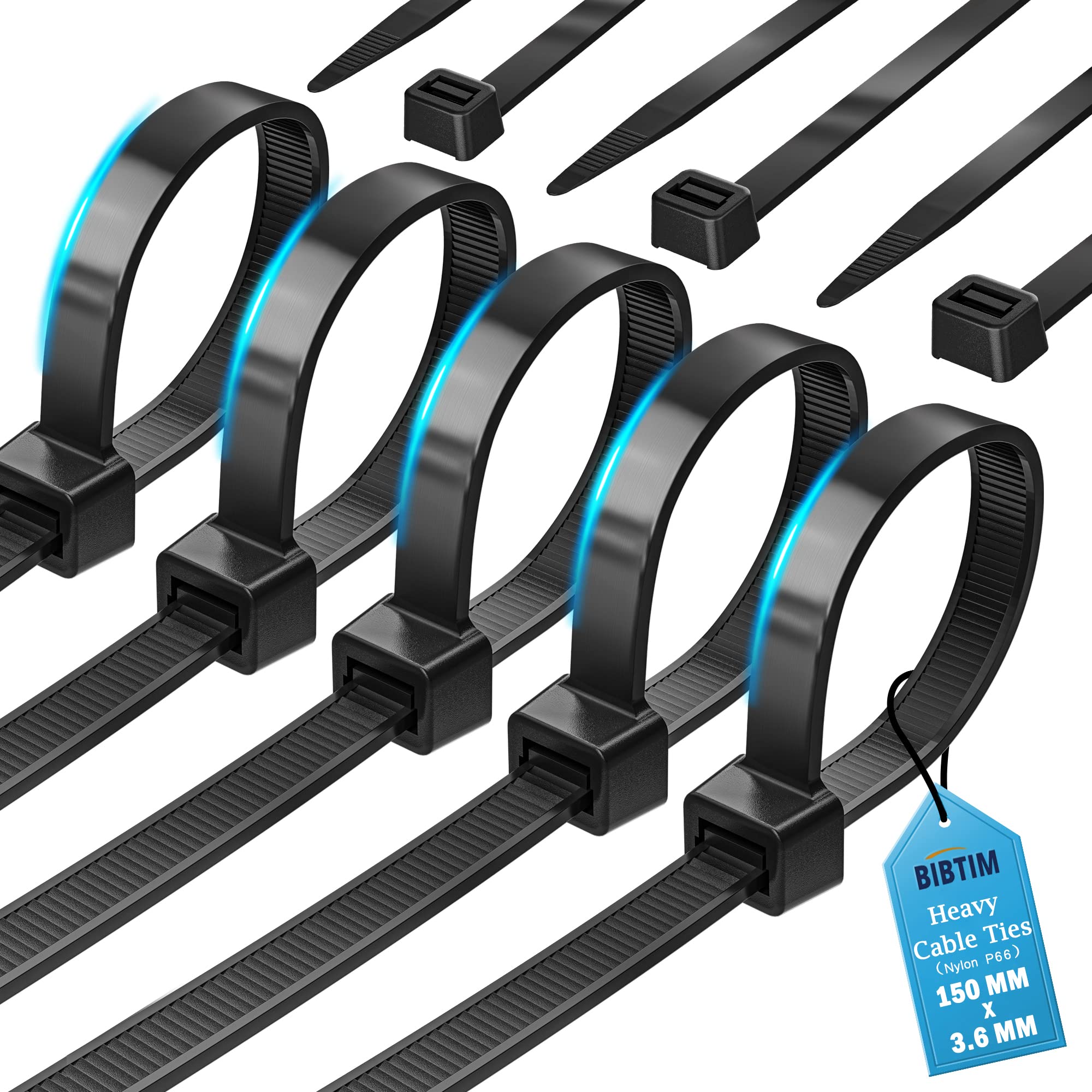 BIBTIM Kabelbinder Set - 100 Stück Nylon Kabelbinder