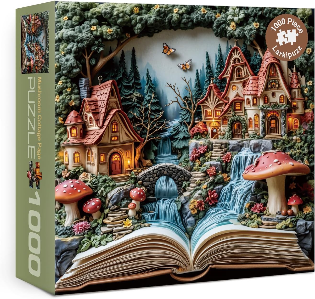 Magic Train Books Puzzles for Adults 1000 Pieces, Vintage Forest House Jigsaw Puzzle, Challenging Landscape Art Puzzles
