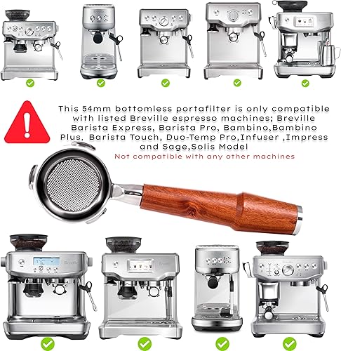 Miniatura 2 de Kit de herramientas de espresso de 2.126 in para máquinas Breville, 6 piezas WDT, distribuidor, manipulación, portafiltro sin fondo, embudo