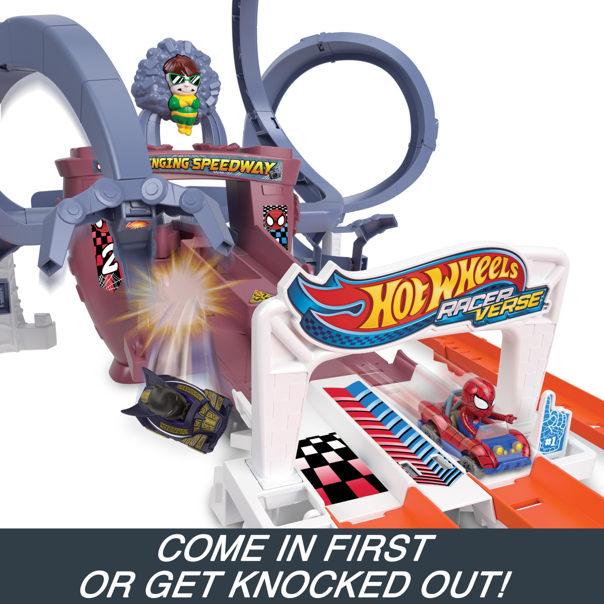 Amazon.com: Hot Wheels Toy Car Track Set, RacerVerse Spider-Man's