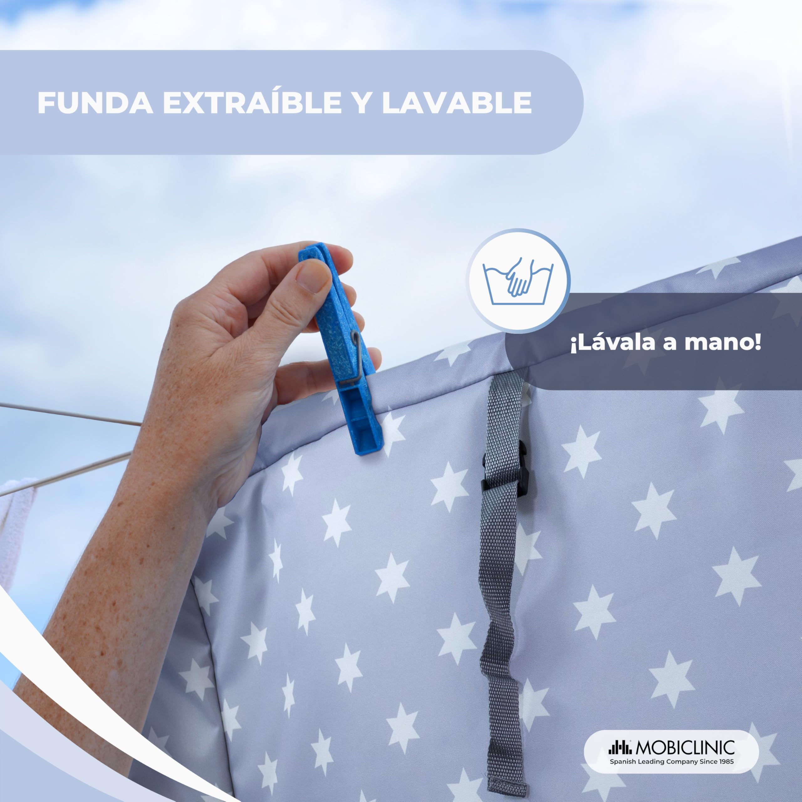 Mobiclinic®, Cambiador Bebé, Plegable, Regulable en Altura, Hasta 15 Kg, 0-36 Meses, Organizador de Pañales, Ruedas 360º con Freno, Arnés y Valla de Seguridad, Funda Lavable, Almacenaje, Zoey