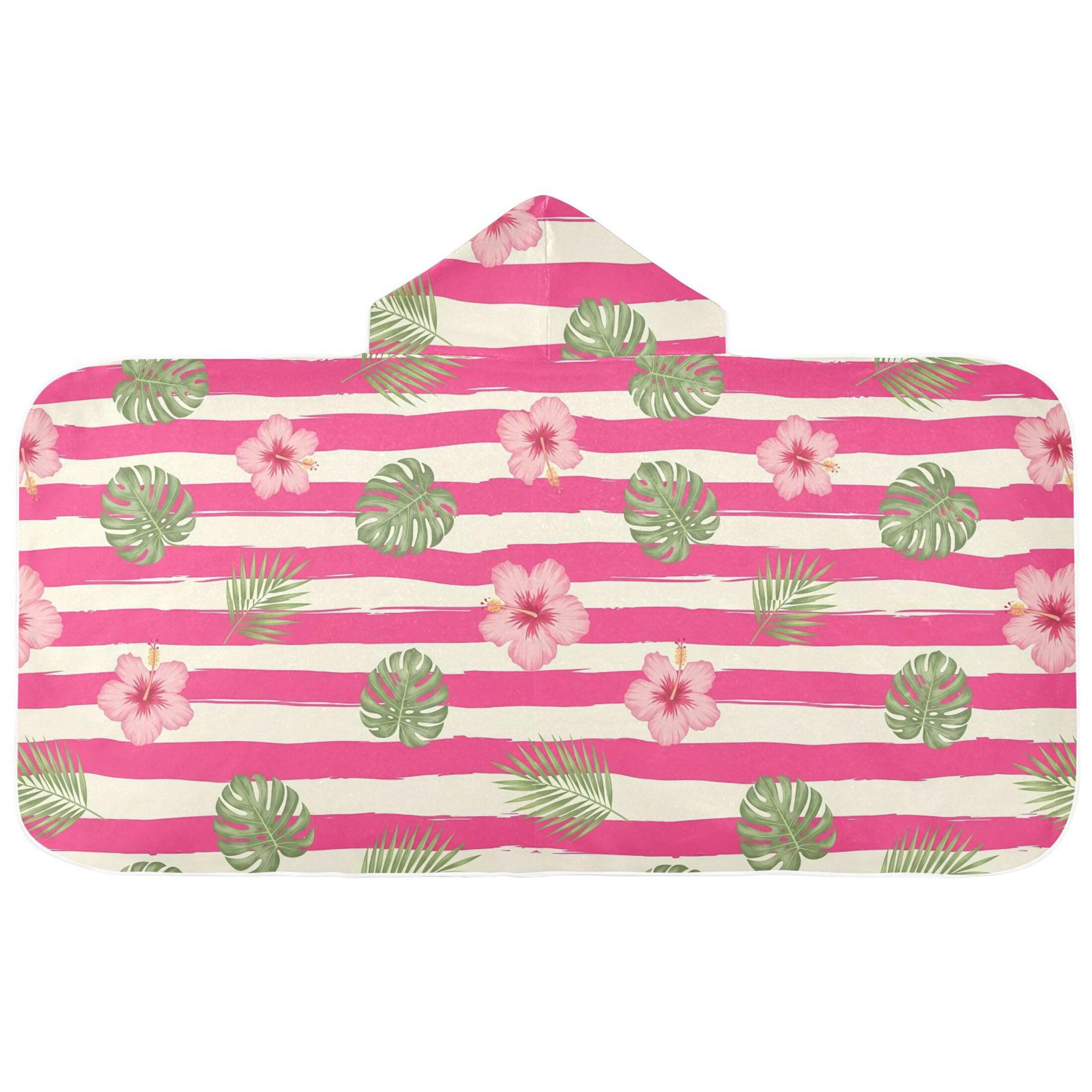 Fuauuyl Hibiscus Monstera Leaves Hooded Baby Bath Towel Soft & Breathable Towel for Newborns Infants Toddlers, Nursery Essential