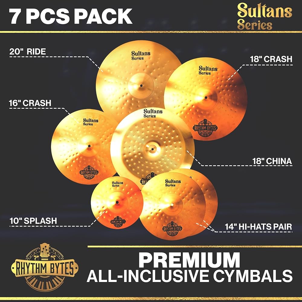 Sound King チャフチャス Cymbal Set for Drums | New Sultans Series 7 pcs Cymbals Pack