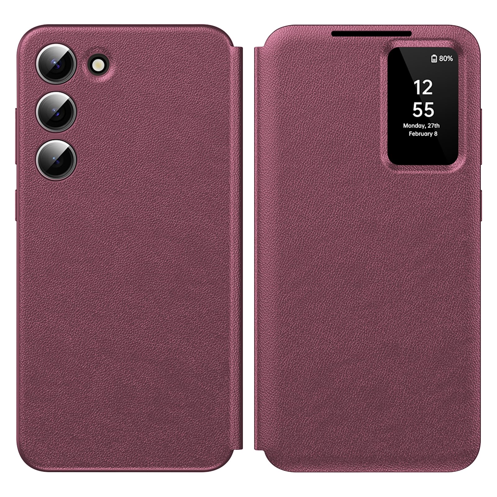 for Samsung Galaxy S23 with Smart Small Screen View, S-View Wallet Phone Case, for Samsung S23 Case Smart Window Cover Hard Flip Leather Protective