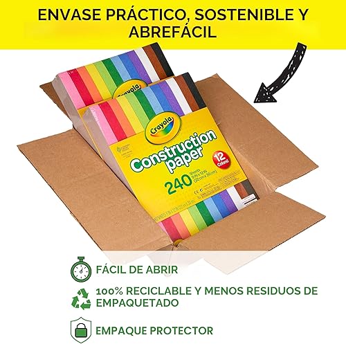 Miniatura 5 de Crayola Paquete a granel de papel de construcción (480 hojas), 10 colores surtidos, 9 x 12, suministros de arte y manualidades para el aula