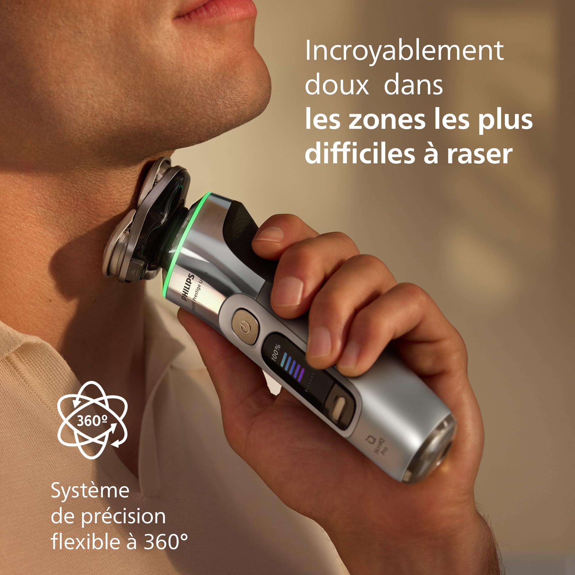 Philips Rasoir i9000 Prestige Ultra, rasoir électrique 100% étanche, technologie Skin IQ Pro, système Triple Lift & Cut, lames de précision NanoTech rotatives 360, 5 modes de rasage, XP9404/38