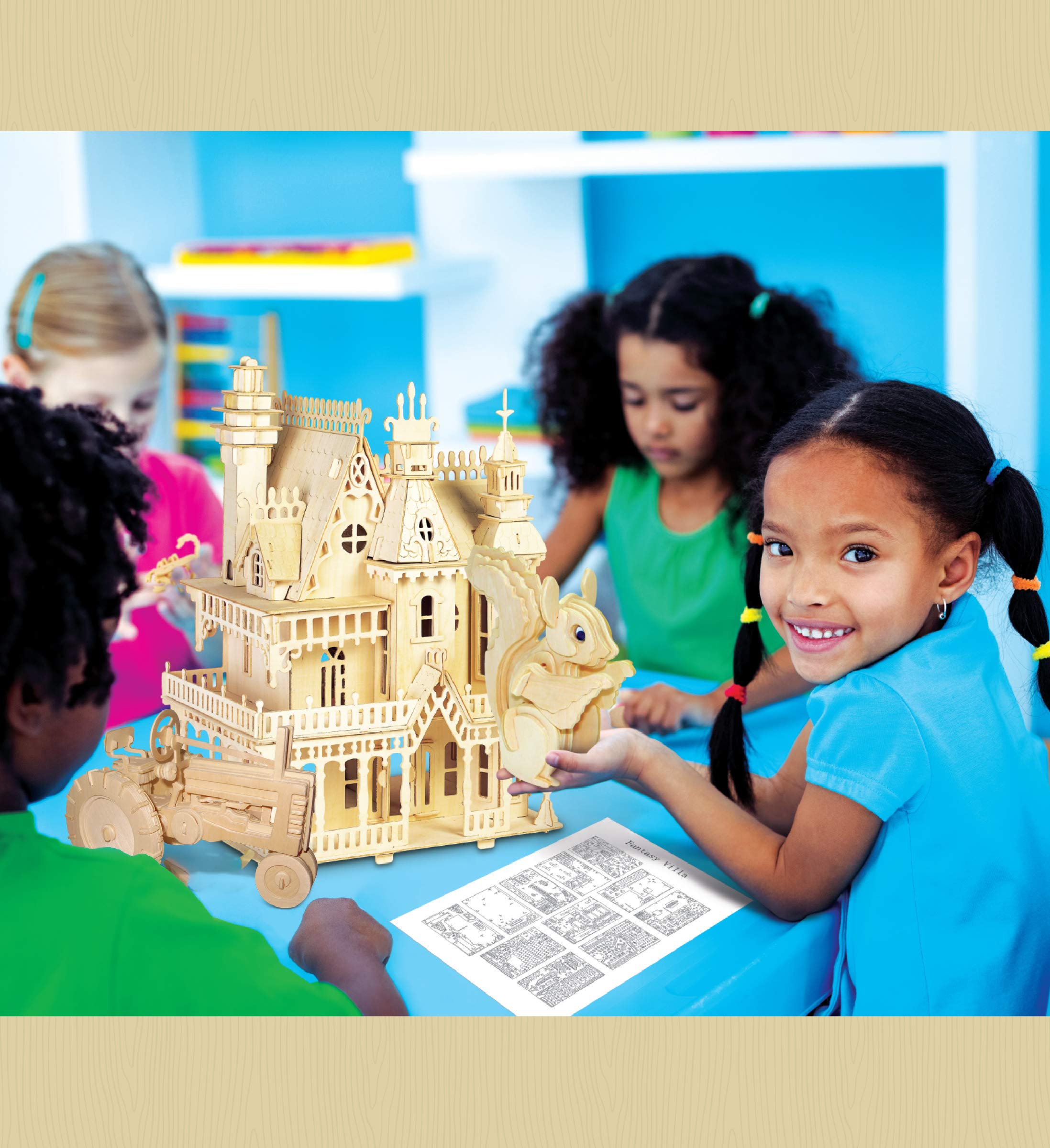 Juego de tractor de granja 3D, juego de modelo de construcción de artesanías de madera, divertido y educativo, juguete de madera para ensamblar, modelo de manualidades sin terminar, 7