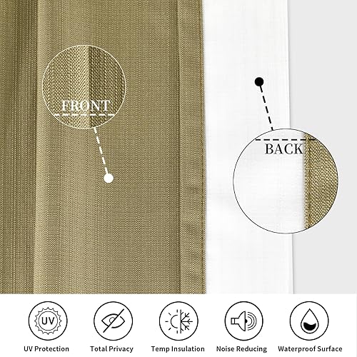 Miniatura 4 de PureFit Cortinas de lino 100% opacas de 84 pulgadas de largo, juego de 2 paneles para oscurecer la habitación, con aislamiento térmico, cortinas