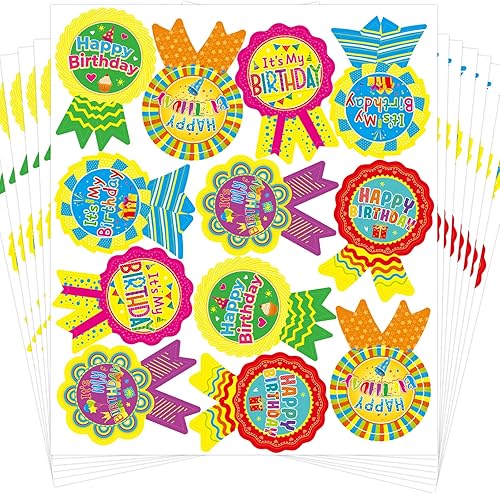 Miniatura 2 de Treasure Cove Calcomanías de feliz cumpleaños para niños, calcomanías de insignia de cumpleaños con texto en inglés "It's My Birthdays", para