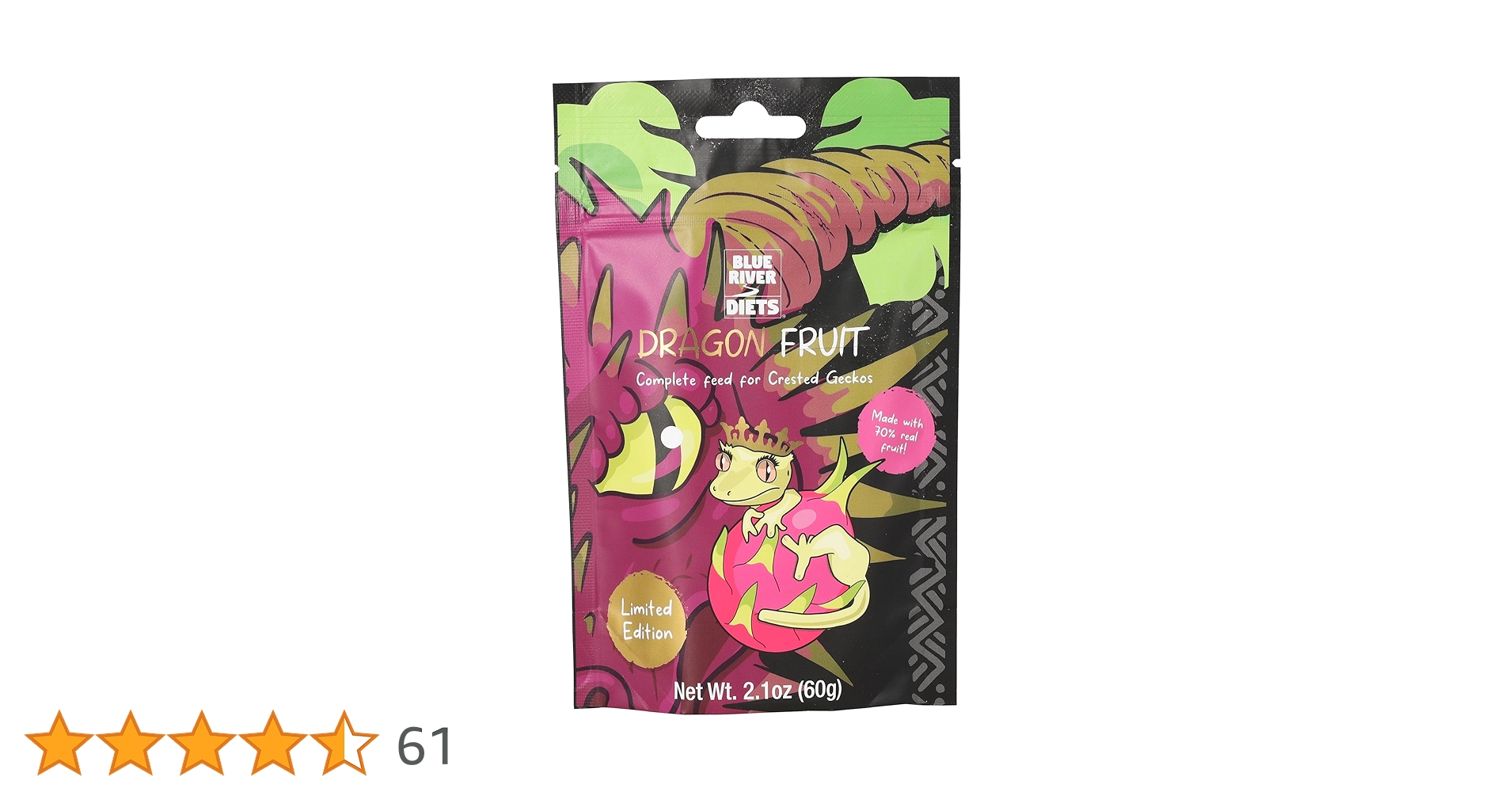 Blue River Diets Complete Crested Gecko Food | All Natural Gecko Food Made In The UK (60g, Watermelon Burst