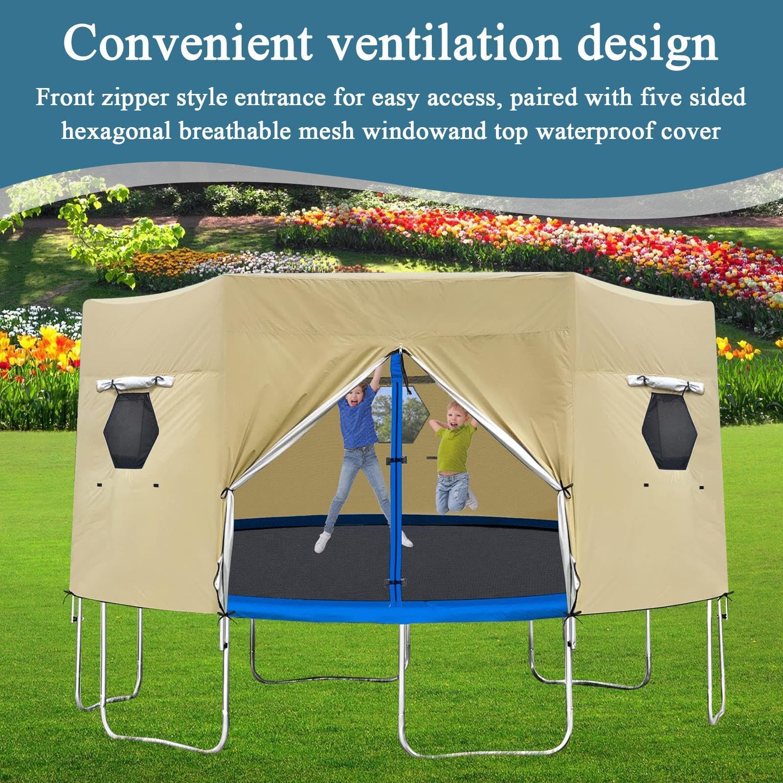 Trampolin Zelte 183/244/306/366cm Trampolin Sonnenschutz Abdeckung Wasserdicht Anti UV Outdoor Trampoline Schattenabdeckung mit Belüftungsfenster für Kinder