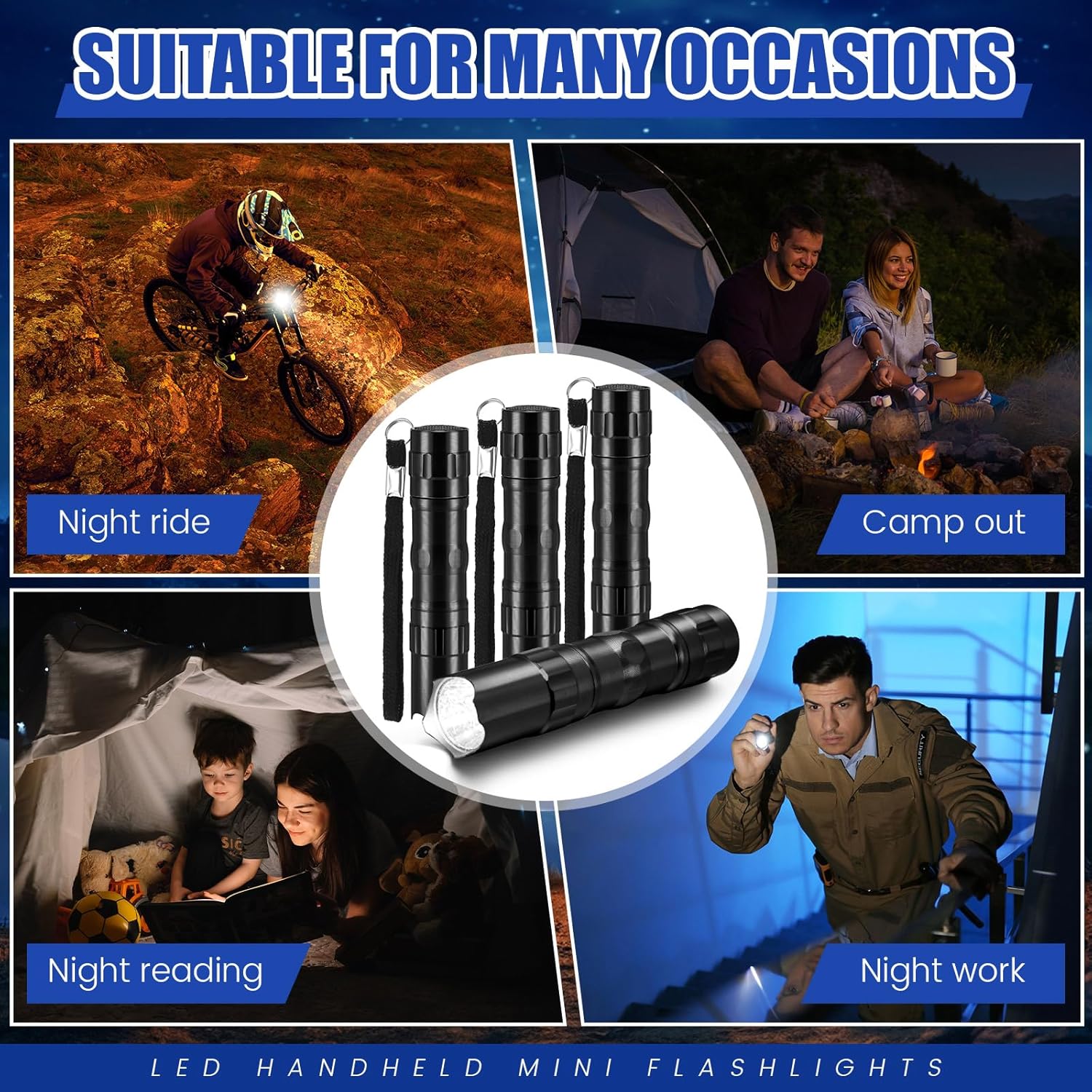 Tujoe 36 Pcs Mini Flashlights Bulk Bright Aluminum LED Handheld Torches with Lanyard Small LED Flashlights for Night Reading Emergency Hurricane Camping Hiking Halloween Party Favors(Black)