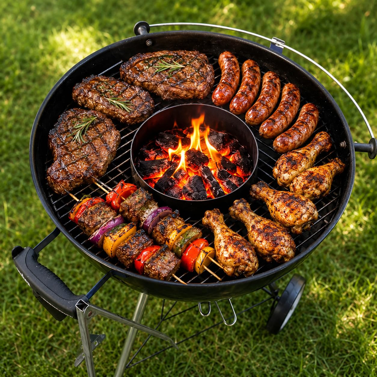 Denmay BBQ Whirlpool per Weber Kettle Grills, Weber Smokey Mountain, XL (x-large) Big Green Egg, Kamado e altri 57 cm e più grandi griglie a carbone, BBQ Kettle Grill, Accessori per griglia a carbone