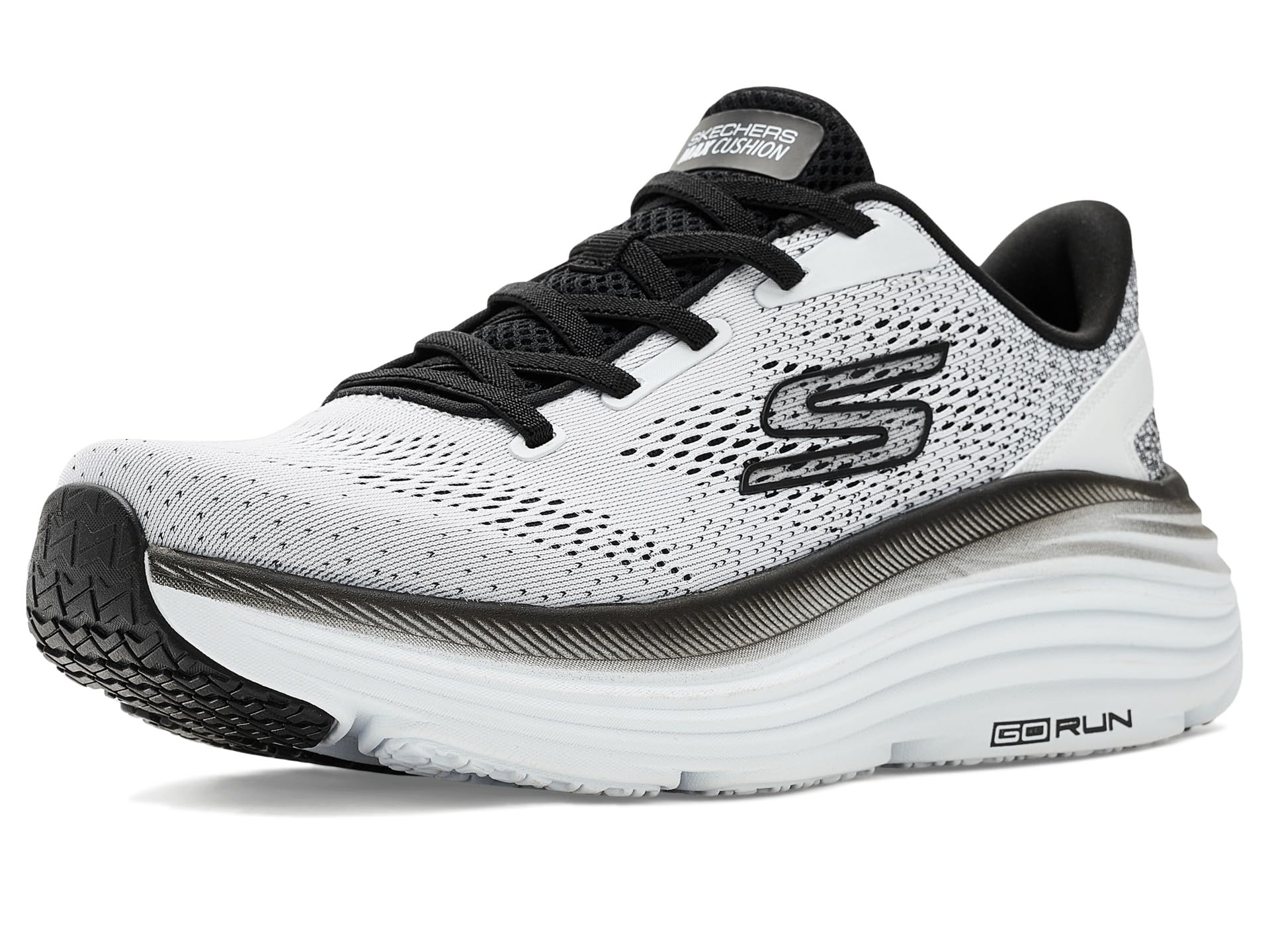 Skechers Max Cushioning Endeavour Kauska - Tenis de correr para hombre, Blanco/Negro, 10 X-Wide