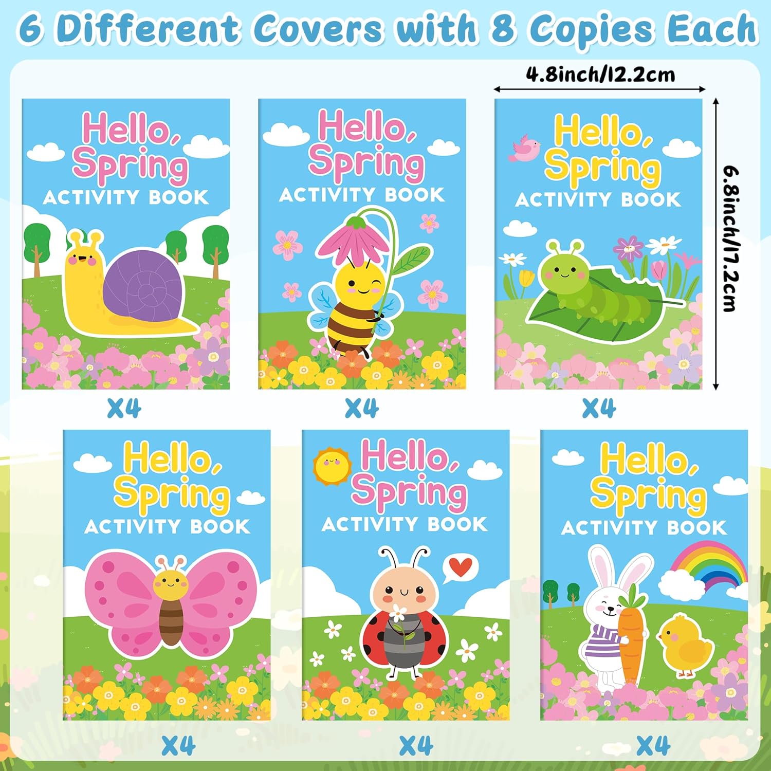 Spring Activity Books for Kids - 24Pcs Hello Spring Mini Games Coloring Book Set Bulk Insect Floral Mazes Word Search Word Scramble Games for Valentine Spring Easter Holiday Party Goodie Bag Stuffers