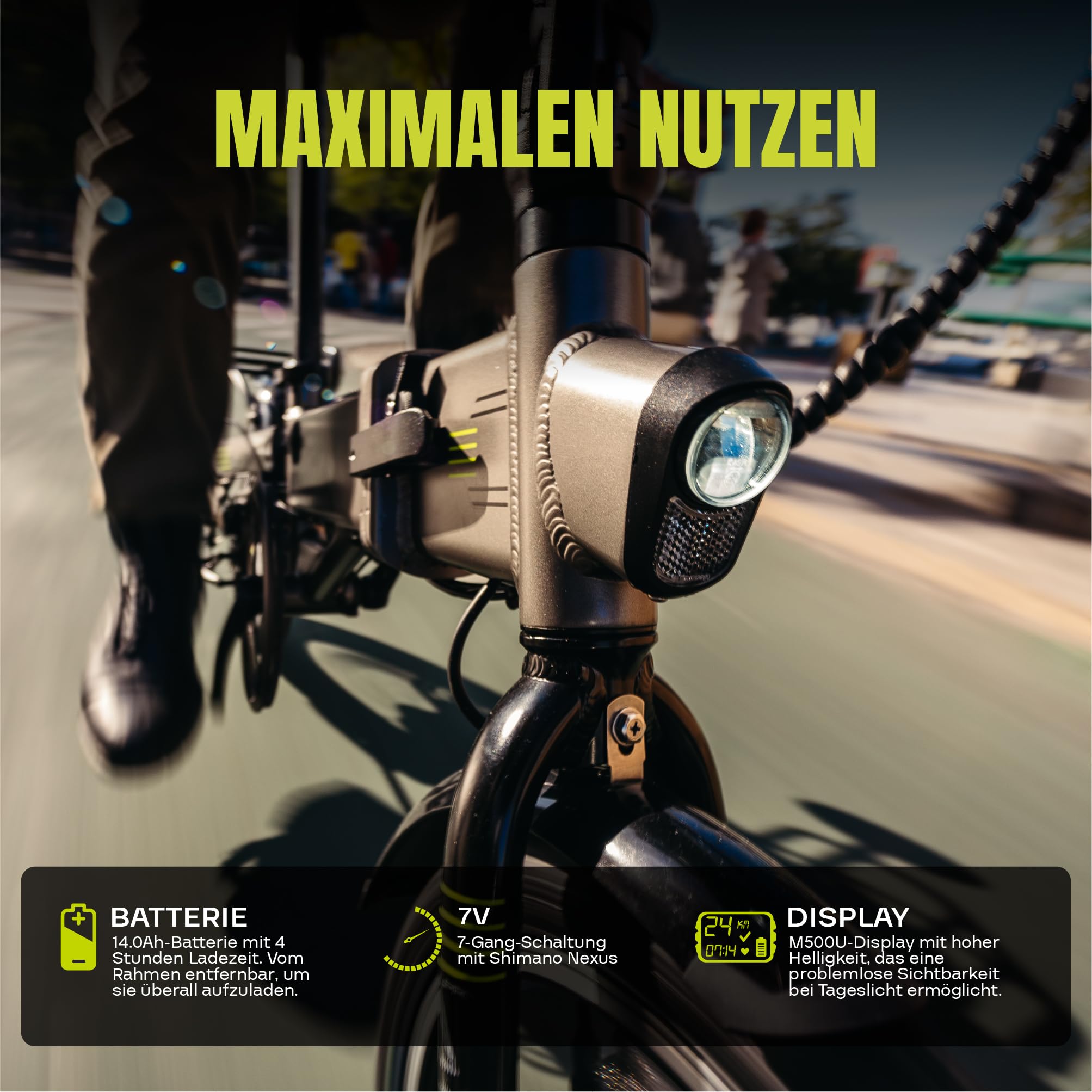 Flebi Supra 4.0+ Klapprad Elektrisch 16" | Reichweite 100 km | Abnehmbarer Akku 14Ah/504Wh | 7 Gänge | Kompaktes und Leichtes E-Bike für Erwachsene/Teenager, Unisex für Damen/Herren