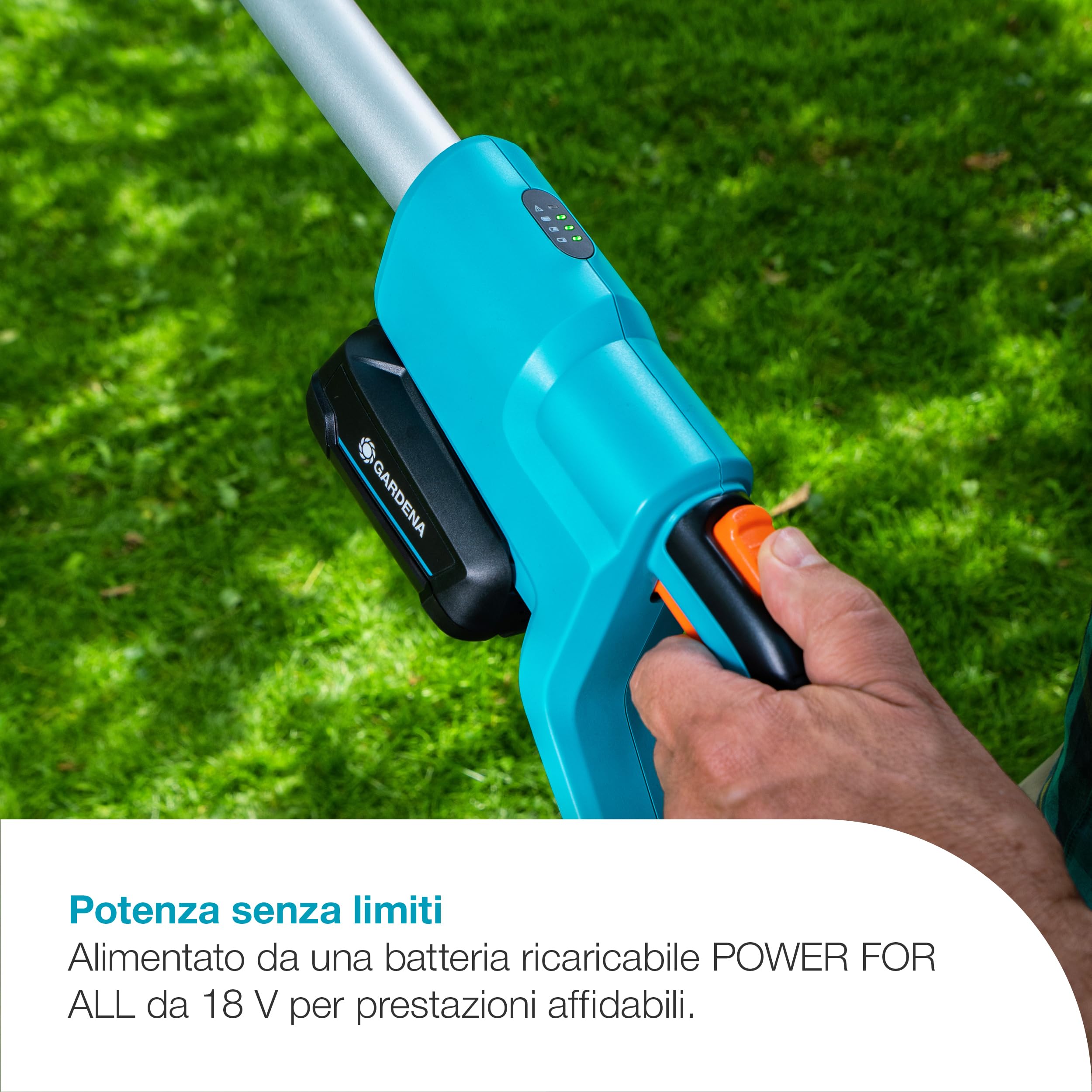 Gardena Tagliasiepi Telescopico A Batteria THS 42/18V P4A Solo: Telescopico, Fino a 4 m di distanza, Blocco di taglio, Testa inclinabile, Senza fili (14770-55) [Classe di efficienza energetica A]