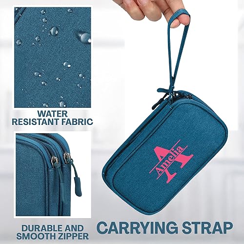 Miniatura 6 de Estuche organizador de artículos electrónicos personalizados, bolsa de almacenamiento compacta de cables con nombre personalizado para cargadores,