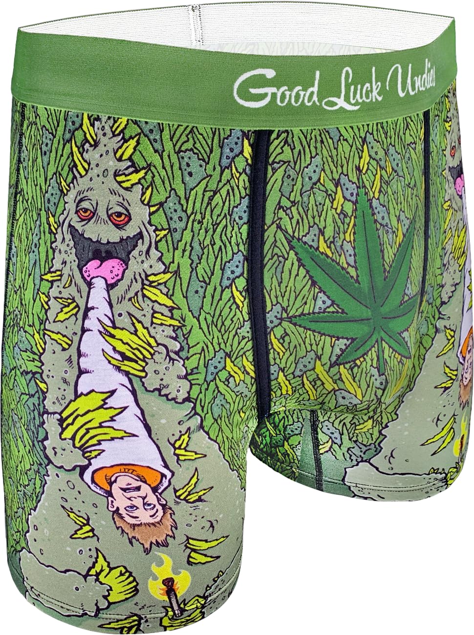 Good Luck Sock Men's Weed Smoking Human Good Luck Undies Marijuana Boxer Brief Underwear, Medium