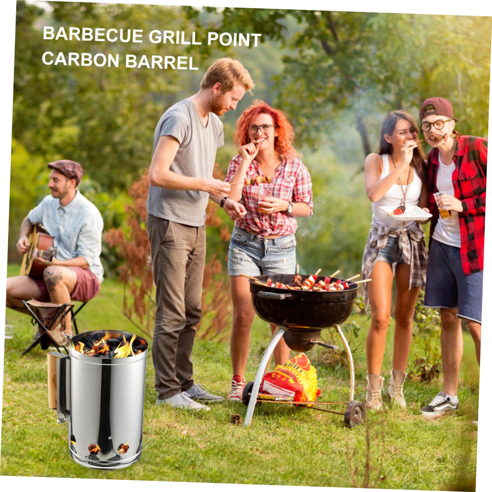 SUPVOX Accenditore per Carbone da Barbecue All'aperto, 1 Pezzo | Ferro Zincato, Avvio Rapido e Uniforme della Brace, Impugnatura in Legno Resistente al Calore