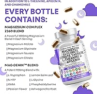Vista 7 de Clean Nutraceuticals Complejo de glicinato de magnesio 1000 mg con L-teanina 200 mg de apigenina 50 mg citrato taurato suplemento
