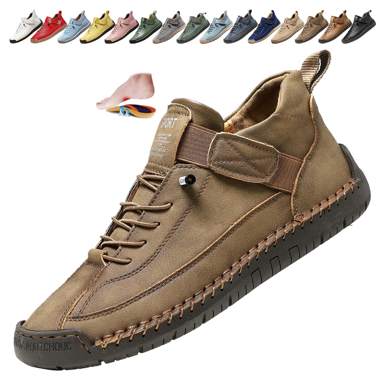 Bottines orthopédiques pour femme, en cuir, imperméables, à enfiler, légères, pour la marche, la randonnée, le camping, la conduite