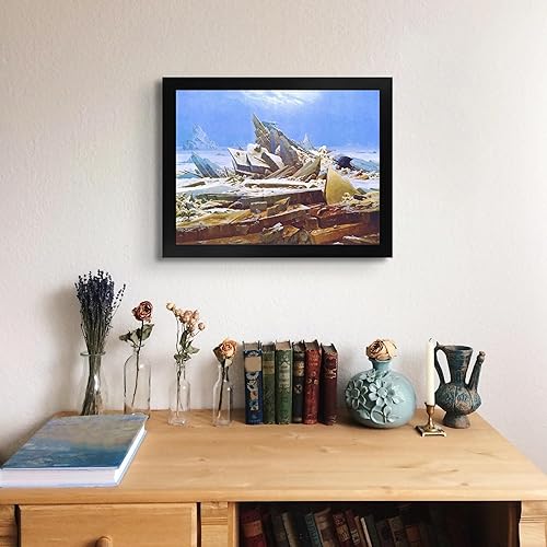 Miniatura 3 de Cabaña perdida El mar de hielo por Caspar David Friedrich  Impresión en marco plano negro  Reproducción de pinturas de obras de arte finas  Póster