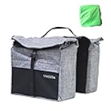 Top Load Double Pannier Water Resistant Cycling Side Bags - With Rain Cover, Large, Carrying Handle, Reflective Spots - Bike Rack Carrier Saddle Bag - Bicycle Accessories (Black/Gray)