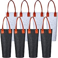 Windyun 8-Pack Insulated Felt Single Bottle Wine Tote Bags with Leather Handles - Perfect for Picnics, Parties & Wine Gifts