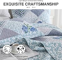 Vista 6 de DDUOXIN Colcha floral Queen de 102 x 120 pulgadas, edredón reversible de gran tamaño 100% algodón con 2 fundas de almohada, cubrecamas de granja