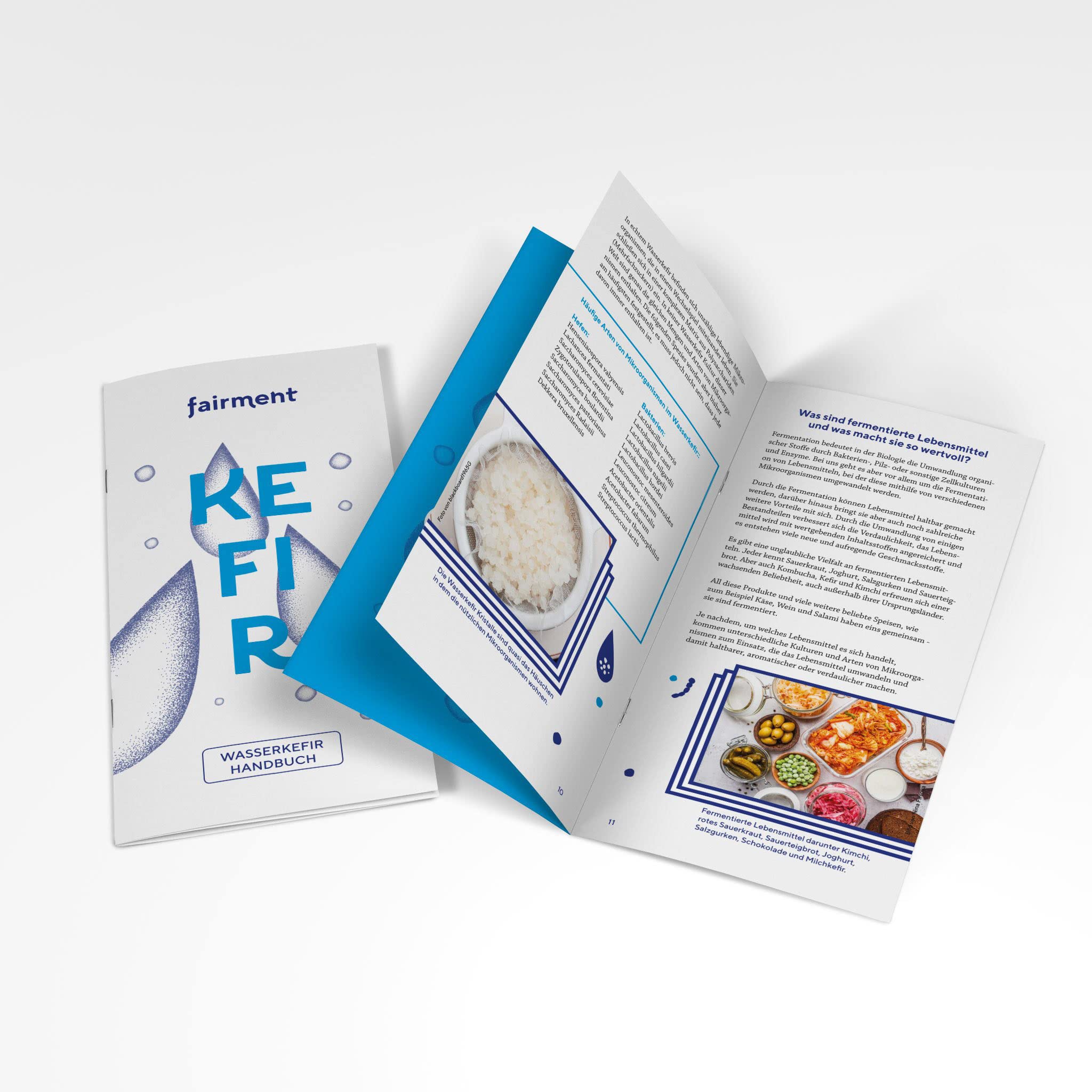Fairment Starterkit Wasserkefir - Bio Kefirkristalle, Glas, Zutaten, Zubehör und Rezepte