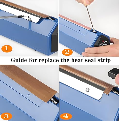 Miniatura 6 de Sellador de impulsos Máquina selladora manual de calor de 12 pulgadas con modo de calefacción ajustable, selladores de bolsas retráctiles ABS para