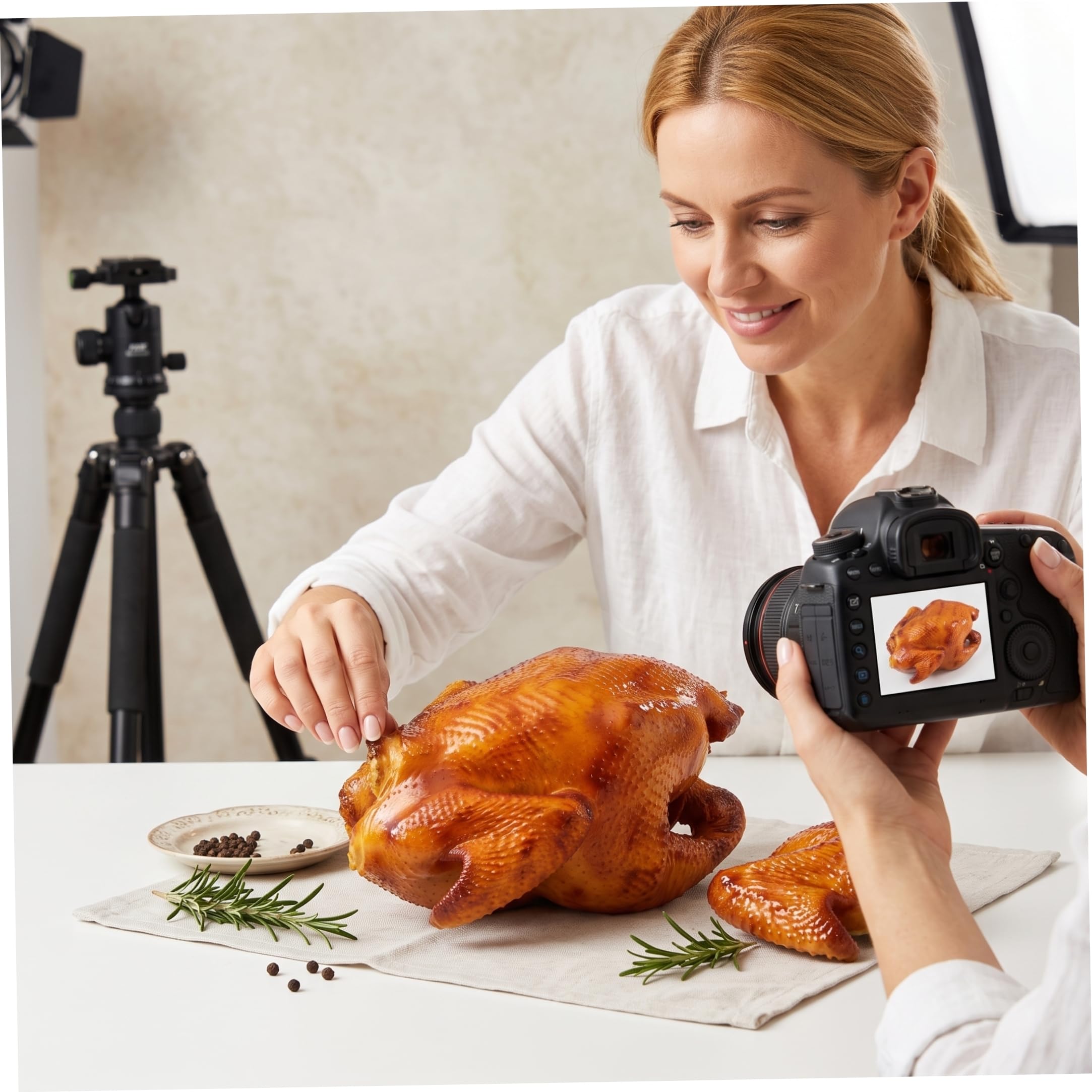 Modello di pollo arrosto cibo artificiale per decorazioni per il Ringraziamento, 6 pollici