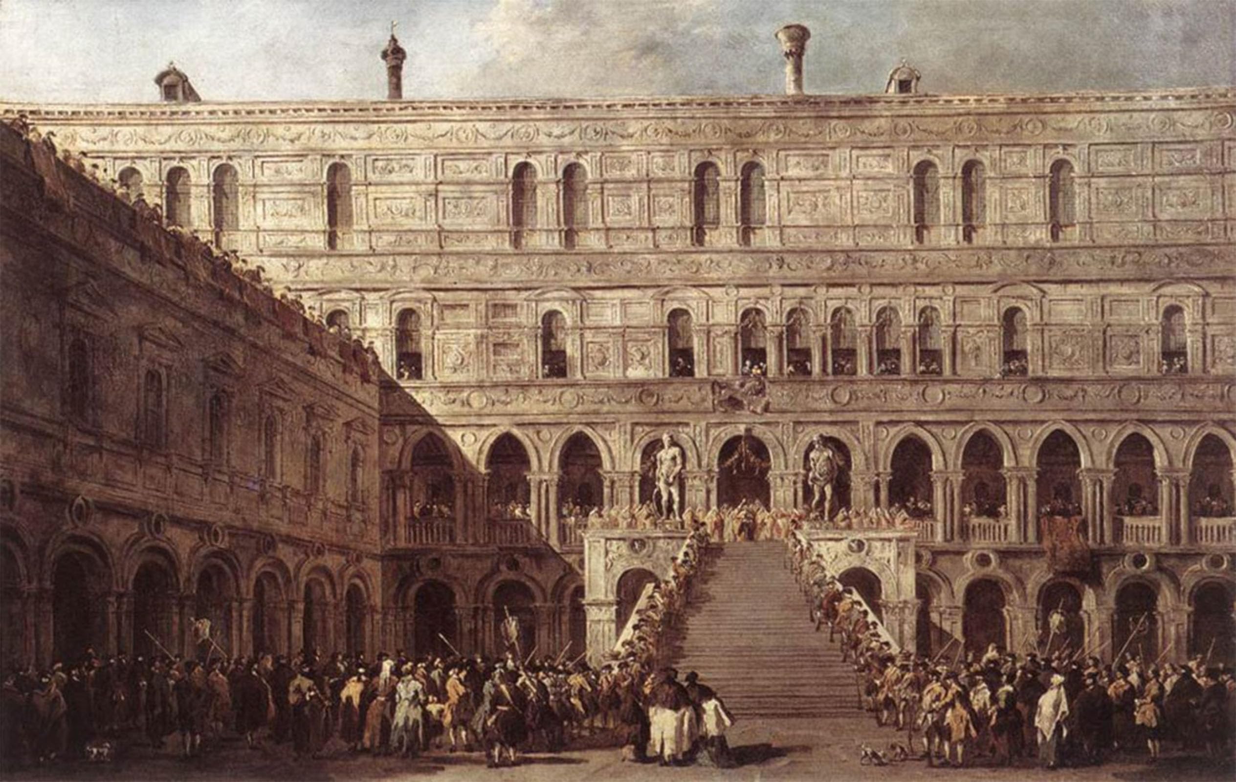 Serendipitp No Frame Abstract Painting Mural Print Picture Wall Decor Painting The Coronation Of The Doge Francesco Guardi Vintage Wall Artwork For Home Decor 60X90cm