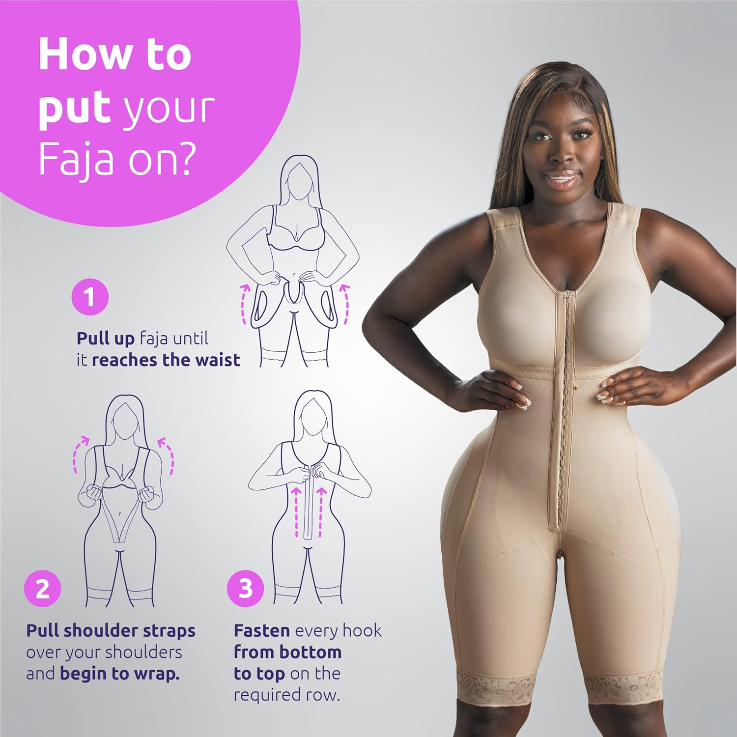 Miniatura 5 de Snatched Body - Women's Stage 1 Faja Colombianas with Bra Shapewear BBL Post Surgery Compression Garment Butt Lifting