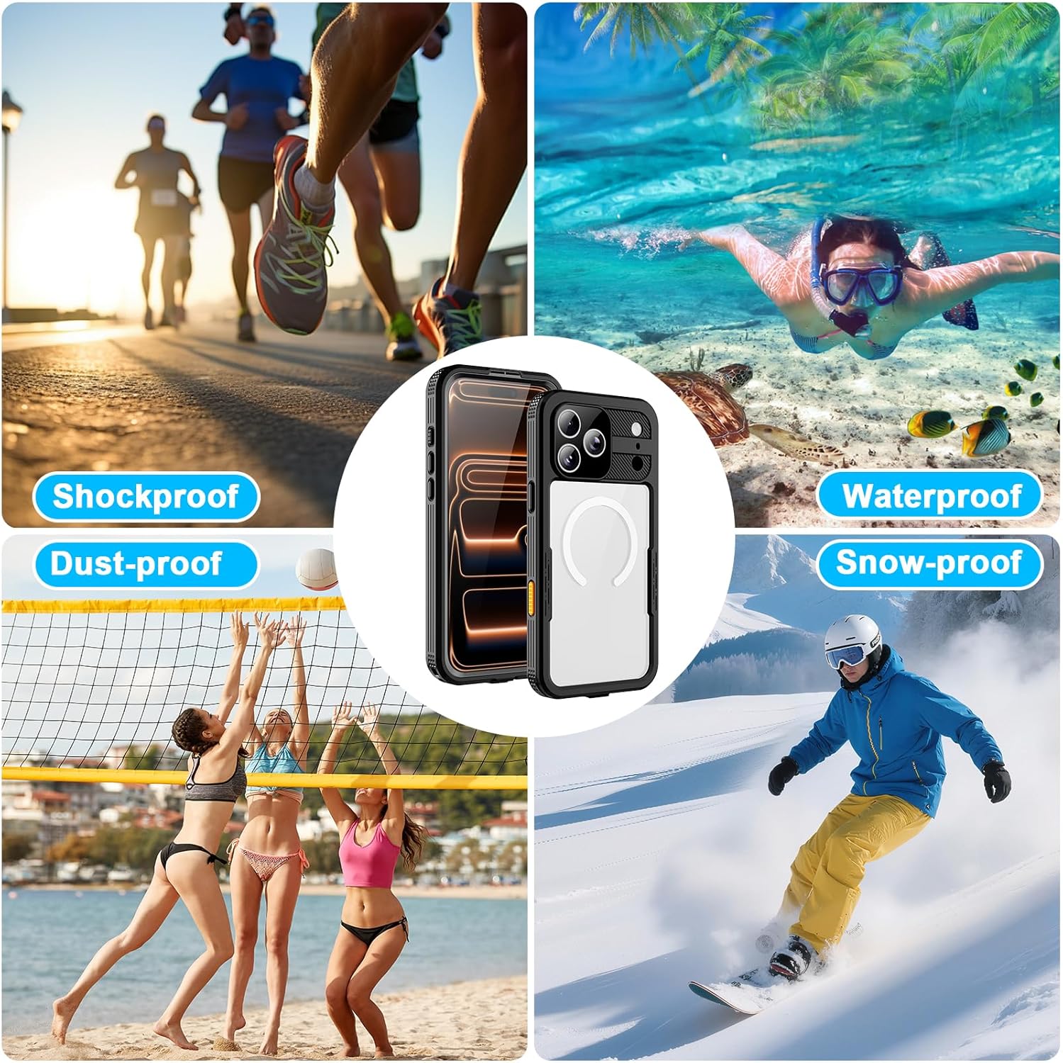 for Waterproof iPhone Case Compatible with iPhone 17 Pro Max, IP68 Waterproof Shockproof Dust-Proof Phone Case with Built in Screen Protector, Full Body Protective Case (Black, 17 Pro Max) - Image 8