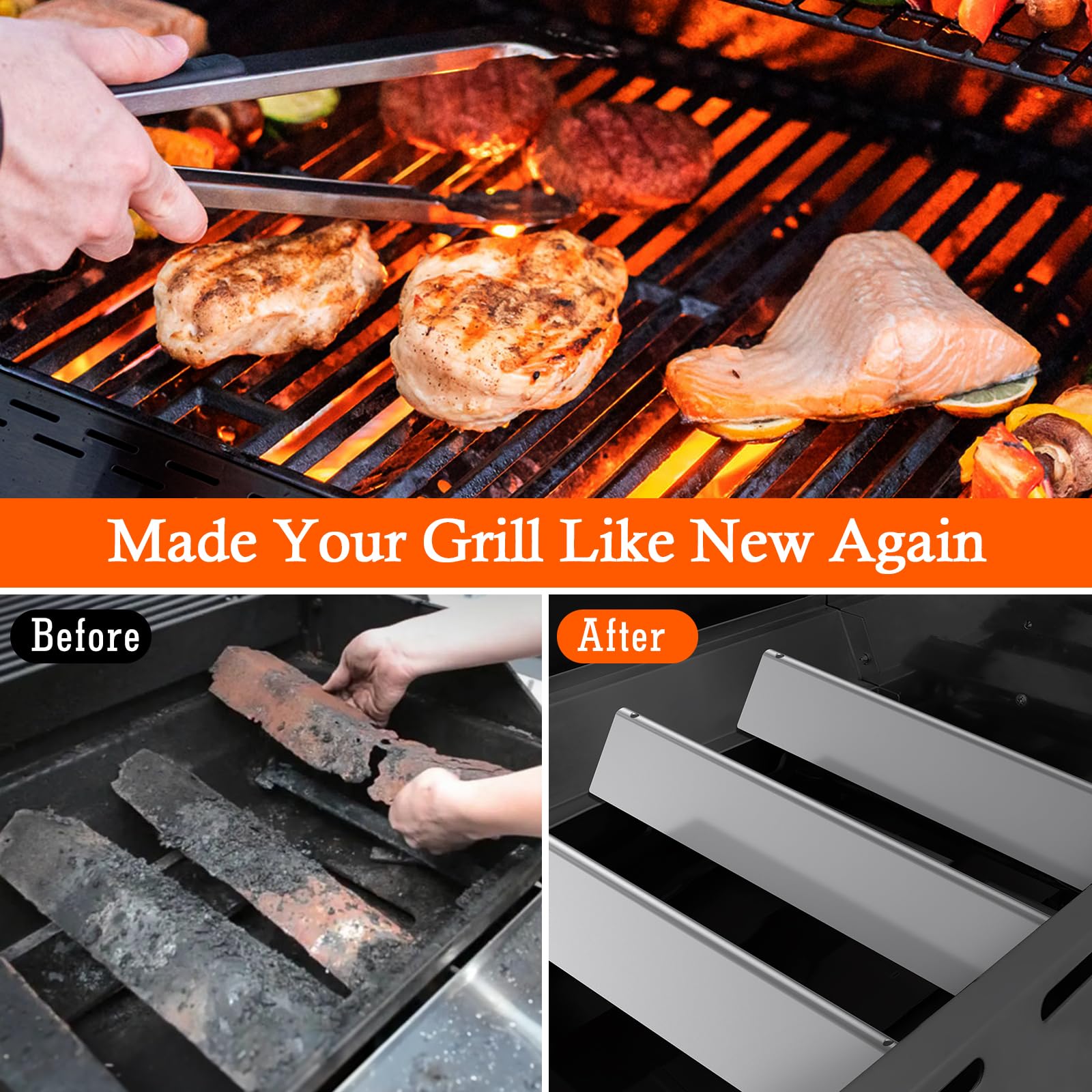 7537 Barras Flavorizer en acier inoxydable,57 cm pieza de repuesto de accesorios para barbacoa de parrillas de gas,pour Weber Spirit série 300 (avec boutons de brûleur latéral),Spirit 700,Weber 900