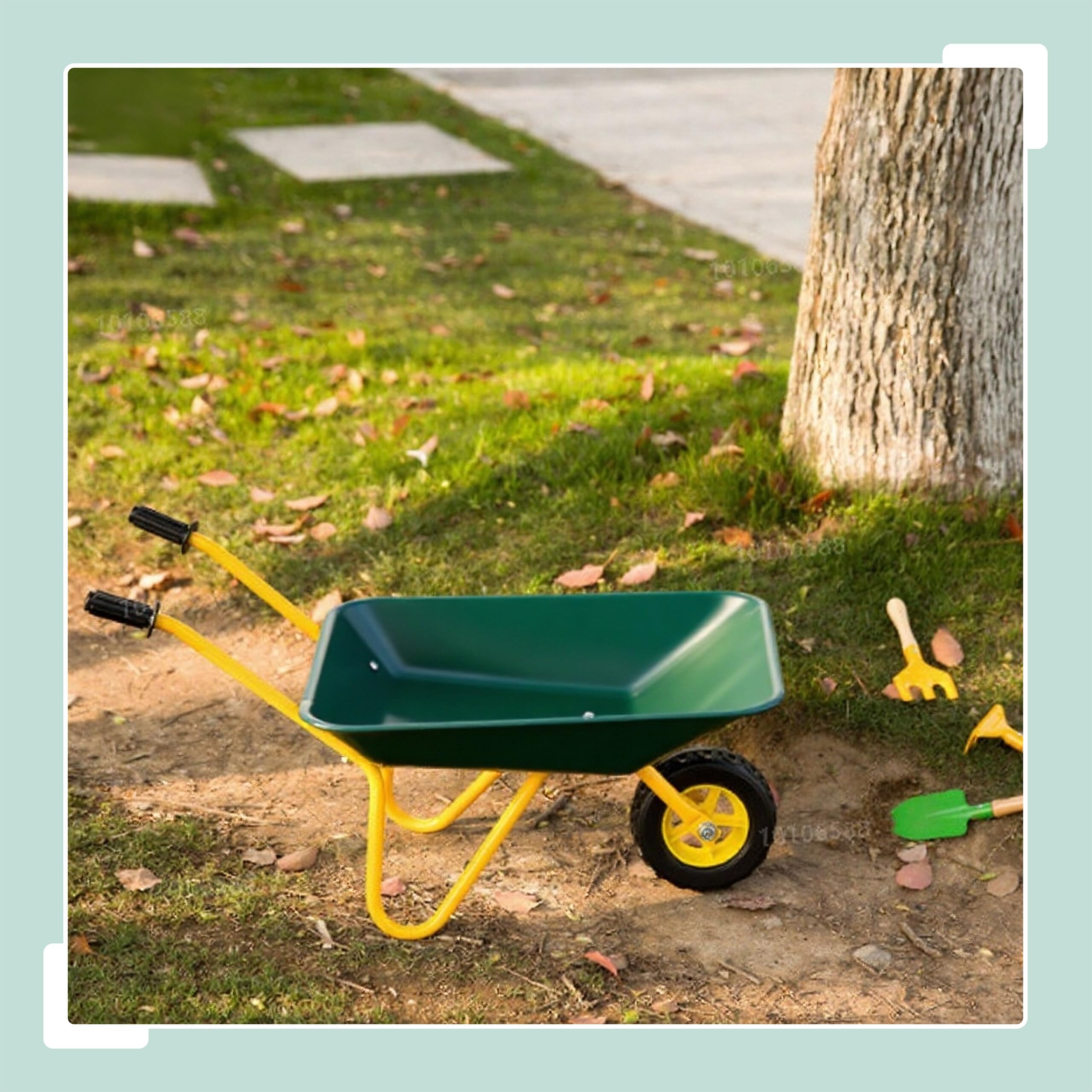 Relaxdays Carriola per Bambini, Manici gommati, A x L x P: 43 x 74 x 36 cm, Metallo, plastica, Verde