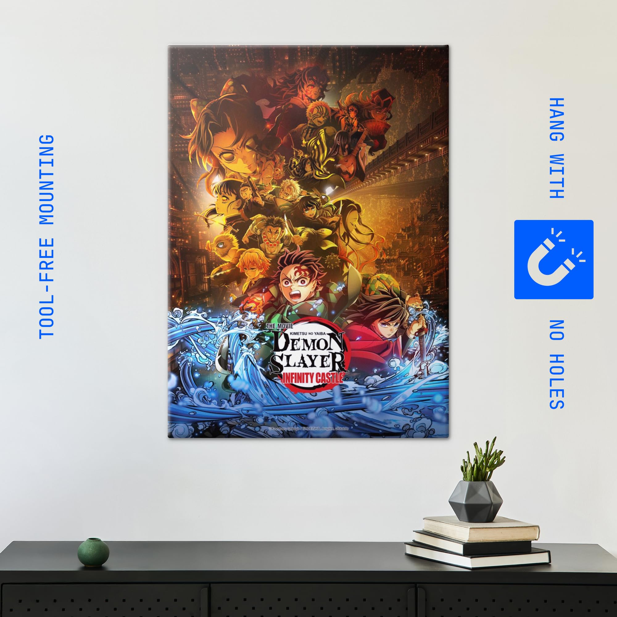 Displate Metall poster Demon Slayer Infinity Castle - The Final Größe L | Bilder Wanddeko Wohnzimmer & Schlafzimmer Wandbilder, Geschenk. Wandkunst mit Magnet-Befestigung, ohne Bohren.