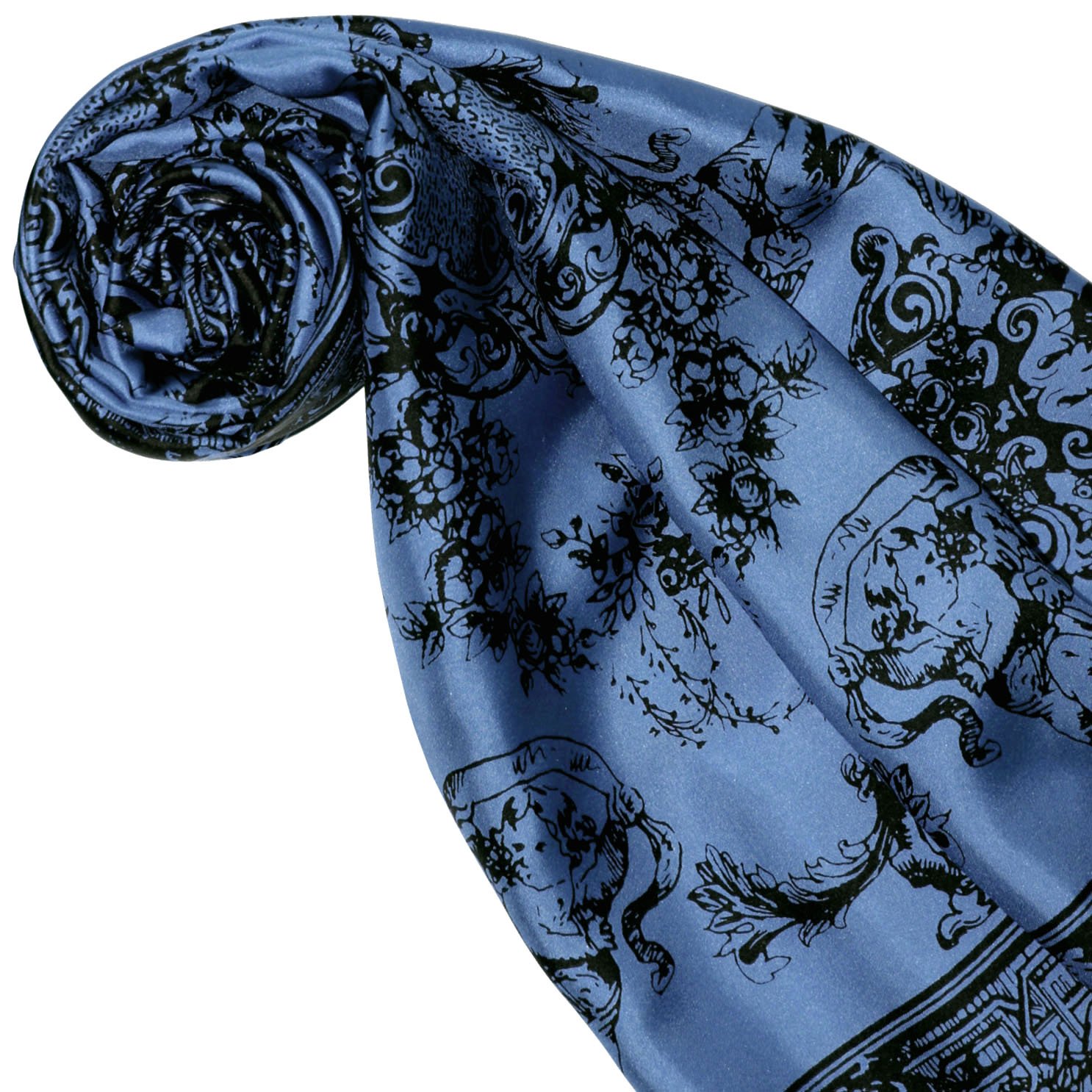 LORENZO CANA -Foulard pour la femme – écharpe de 100% soie pour le printemps et l´été, carré avec les mesures de 90 x 90 cm – une sensation de luxe en bleu noir