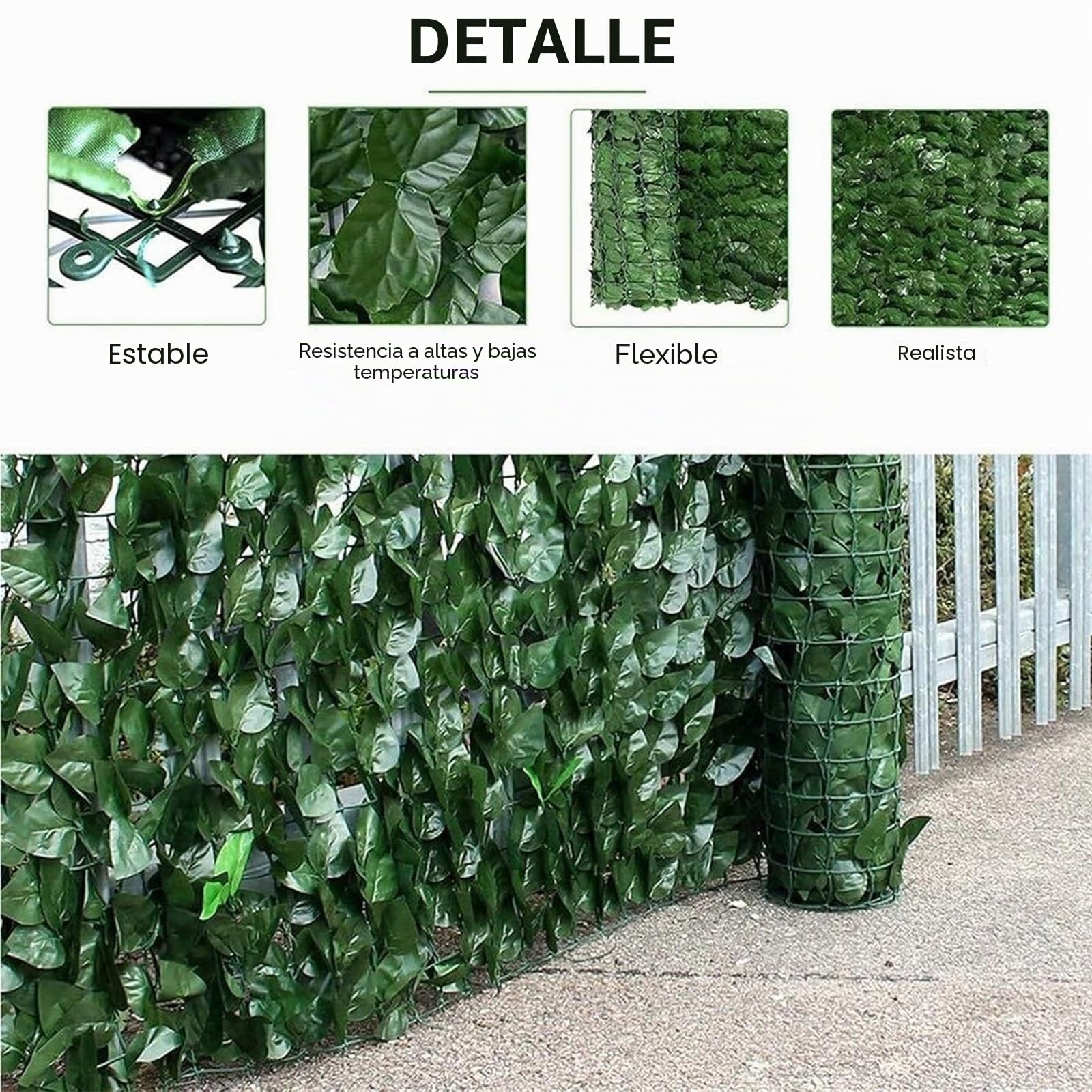 Valla De Seto Artificial De 1 X 5 M, Hojas De Hiedra Verde, Revestimiento De Balcón, Decoración De Césped, Fondo Decorativo, Protección De Privacidad, para Balcón(1x5m)